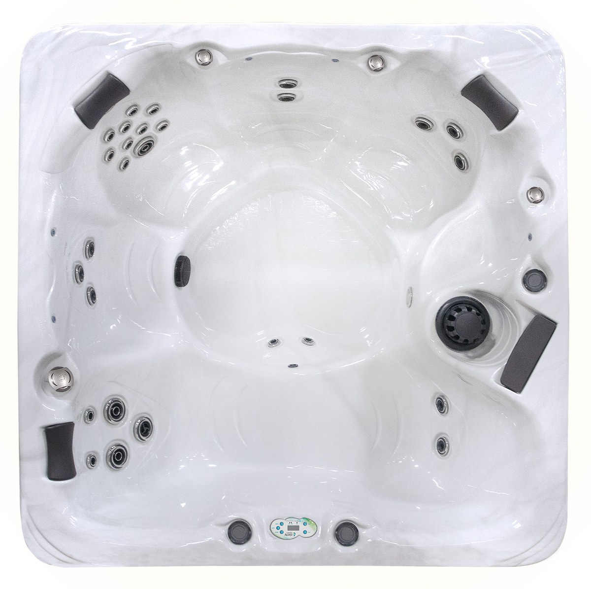 Top-down view of the Clarity Balance 6 CS showing interior seating and jet layout