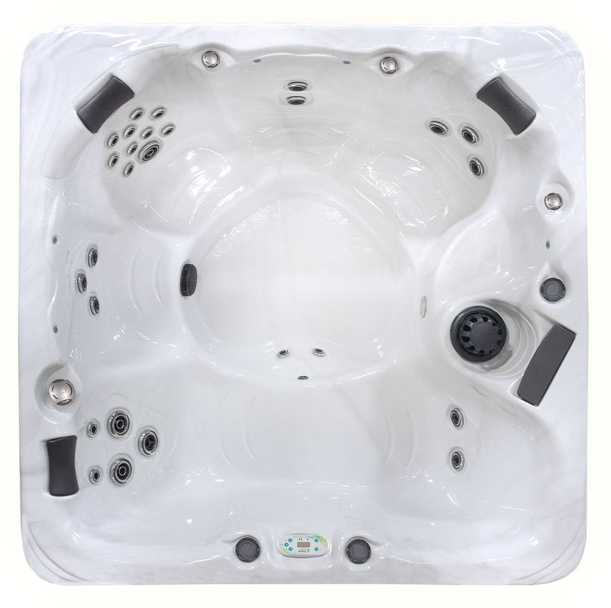 Top-down view of the Clarity Balance 6 showing interior seating and jet layout