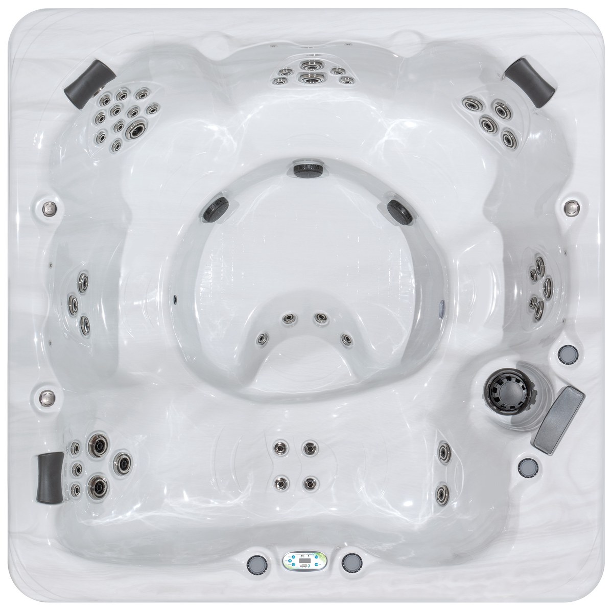 Top-down view of the Clarity Balance 8 showing interior seating and jet layout