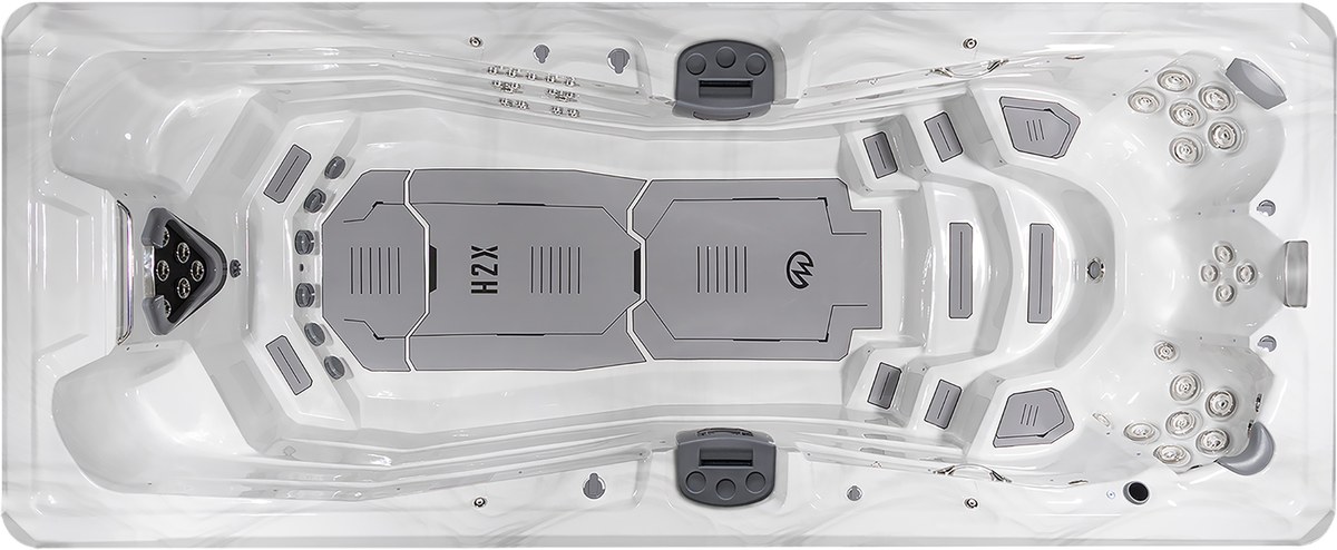 Top-down view of the Master Spas Challenger 19D MAX swim spa showing interior layout