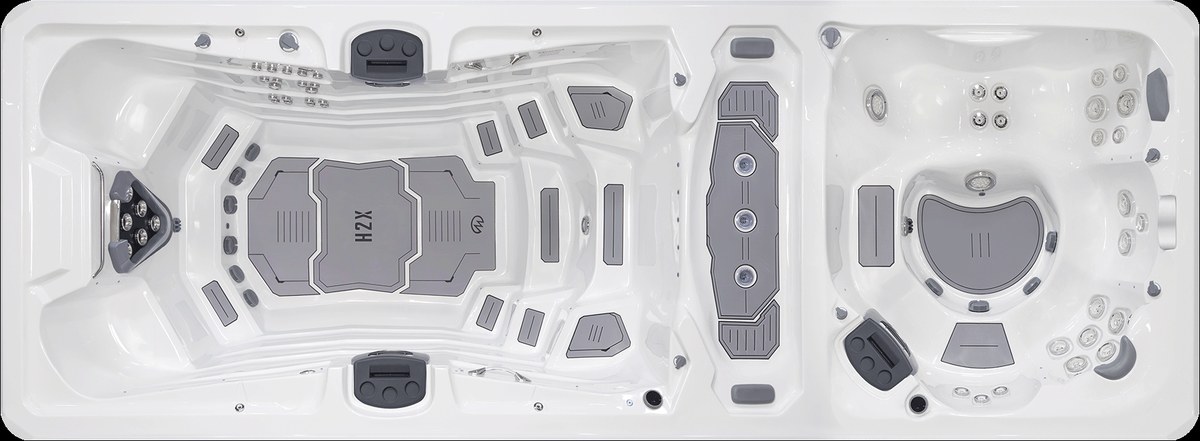 Top-down view of the Master Spas Challenger 21D swim spa showing interior layout