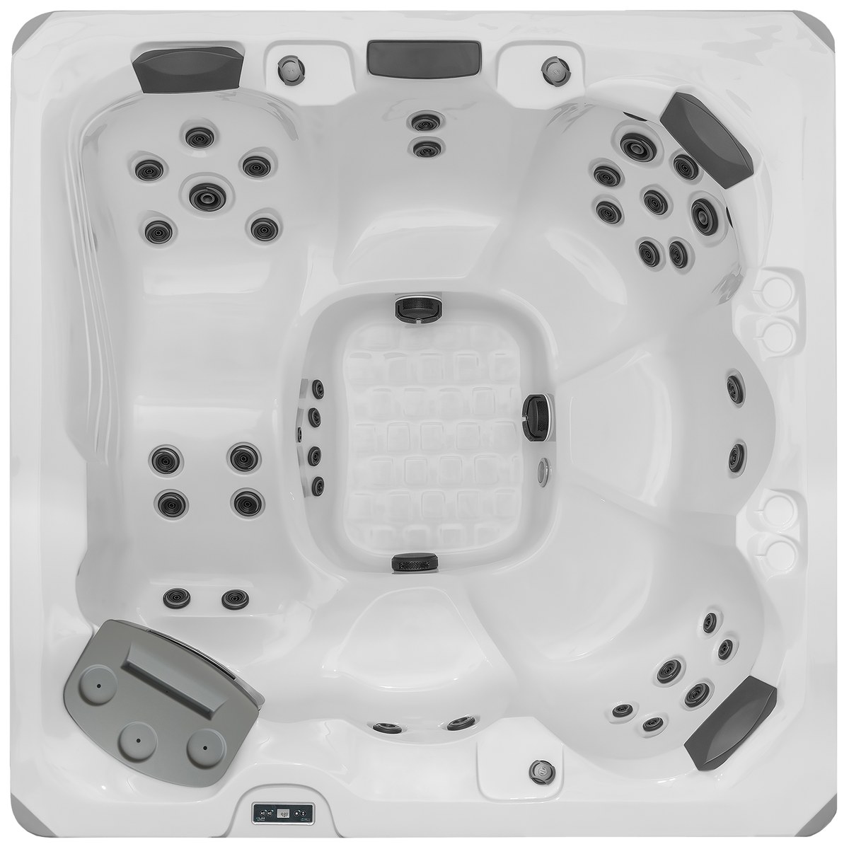 Top-down view of the Master Spas L7 showing interior seating and jet layout
