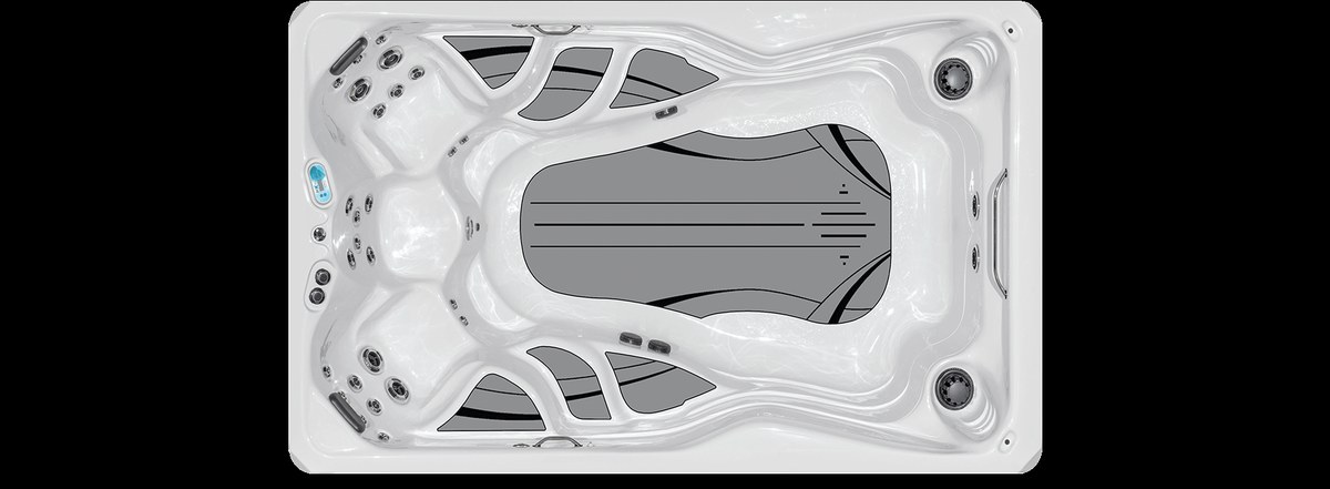 Top-down view of the Master Spas Therapool 13 swim spa showing interior layout