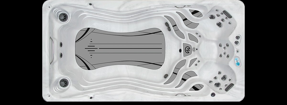 Top-down view of the Master Spas Therapool 15 swim spa showing interior layout