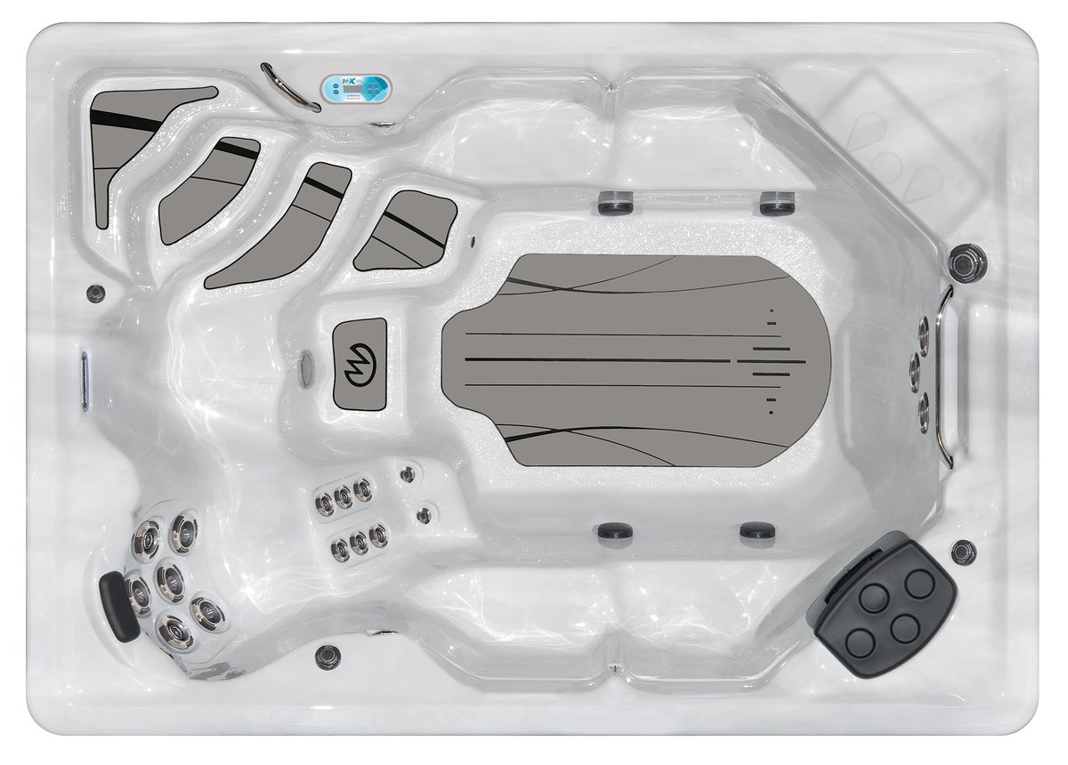 Top-down view of the Master Spas Therapool SE swim spa showing interior layout