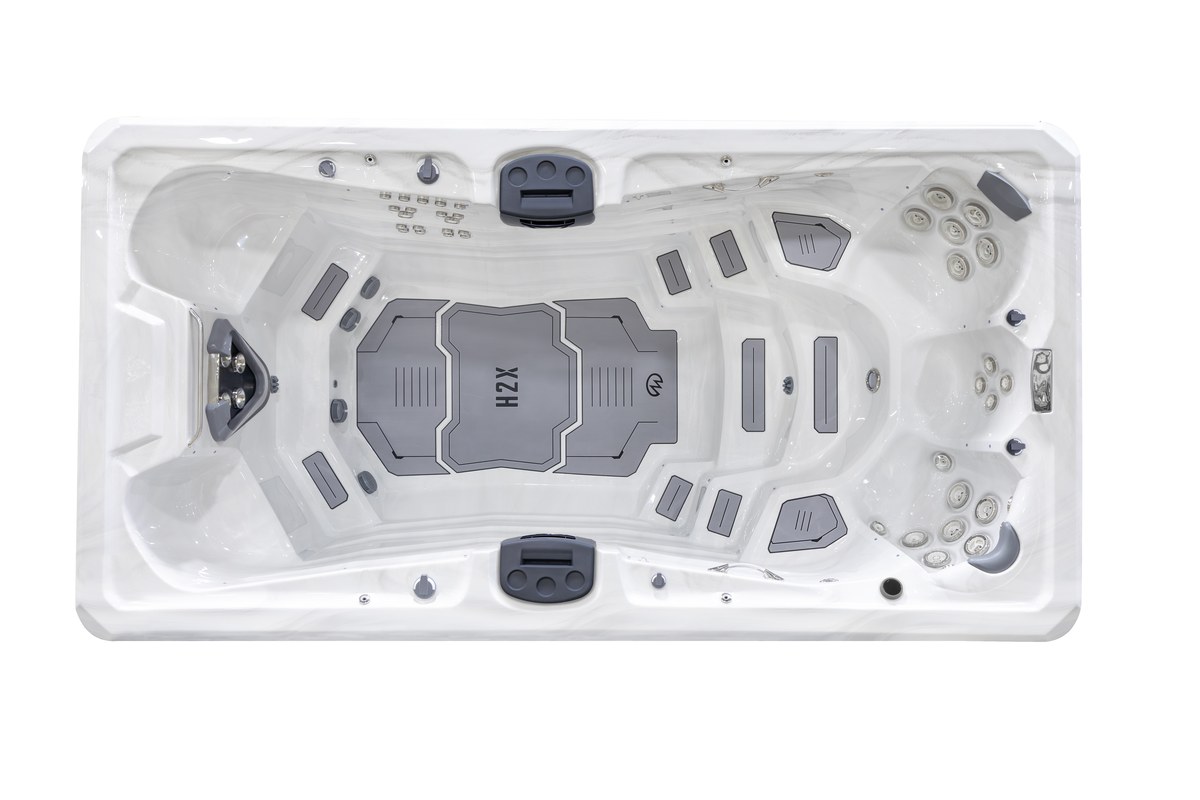 Top-down view of the Master Spas Trainer 15 swim spa showing interior layout