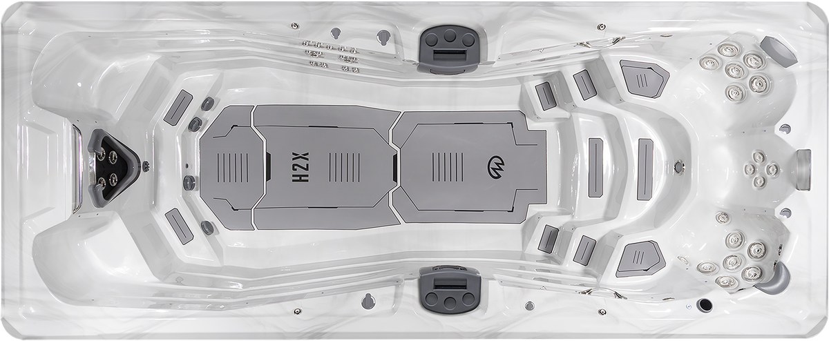 Top-down view of the Master Spas Trainer 19D MAX swim spa showing interior layout